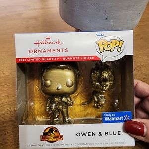 Funko Hallmark 2022 Jurassic World Owen & Blue "chase" Ornaments NWT